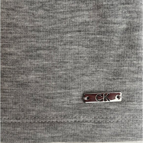 MEDIUM M Calvin Klein Womens Gray Drawstring Waist Jersey Knit Sleeveless Dress - Picture 4 of 6